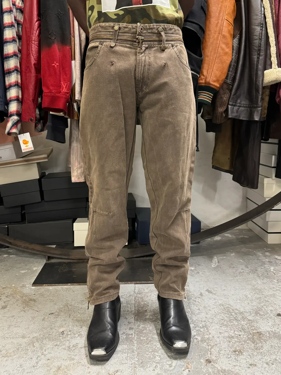 AW2003 Dolce & Gabbana Detachable Zip Waist Brown Jeans