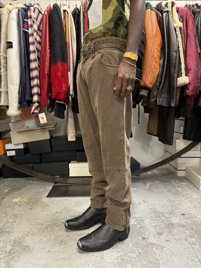 AW2003 Dolce & Gabbana Detachable Zip Waist Brown Jeans - Image 2