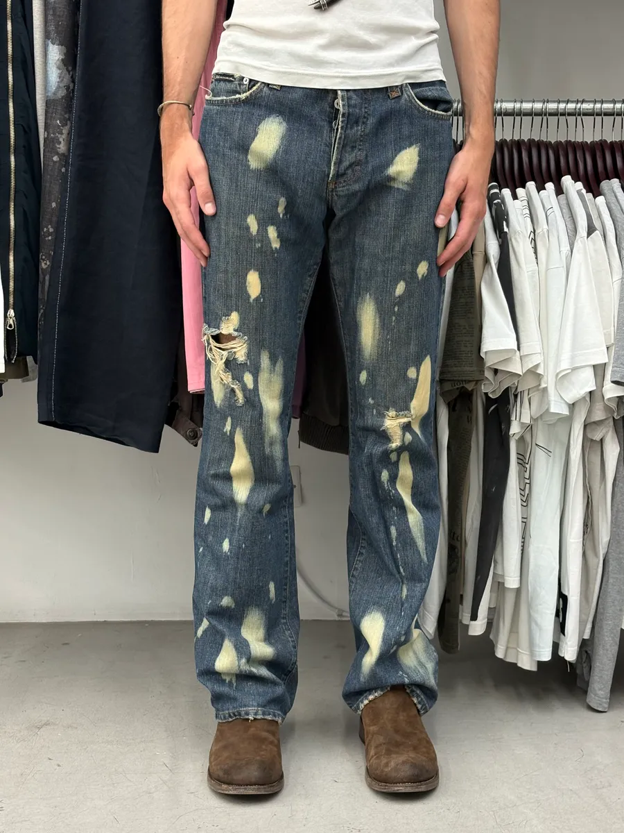 AW2003 Dolce & Gabbana Distressed Bleached Denim Jeans - Image 2