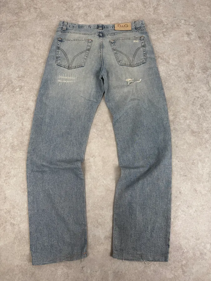 AW2003 Dolce & Gabbana Distressed Blue Denim Jeans - Image 5