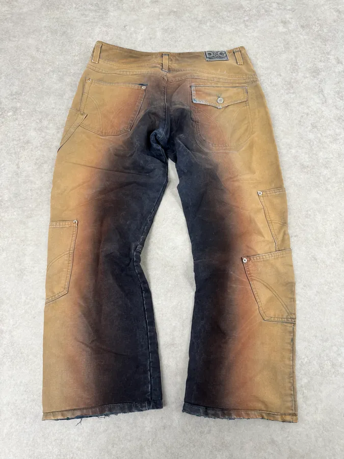 AW2003 Dolce & Gabbana Double Waisted Copper Gradient Obscure Cargo Pants - Image 3