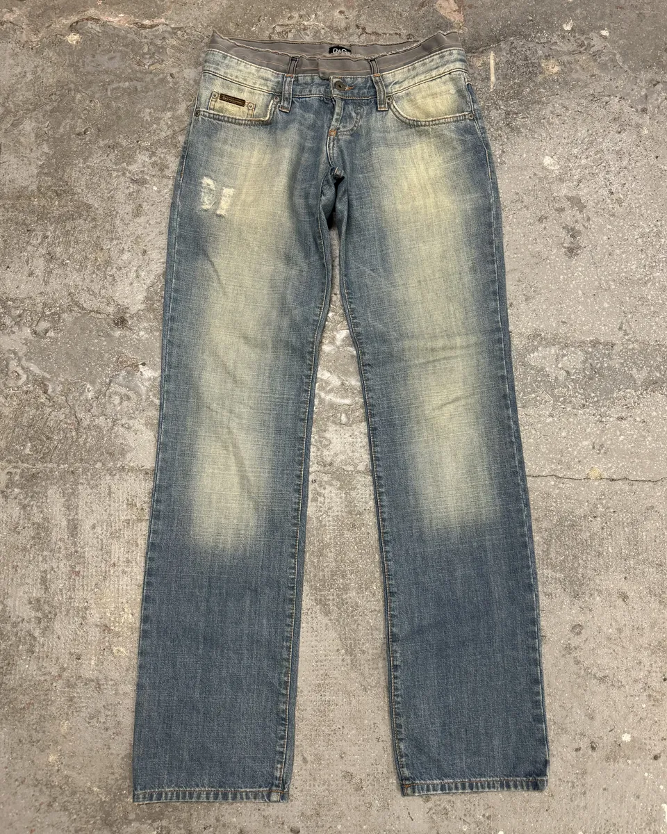 AW2003 Dolce & Gabbana Double Waisted Fade Denim Jeans