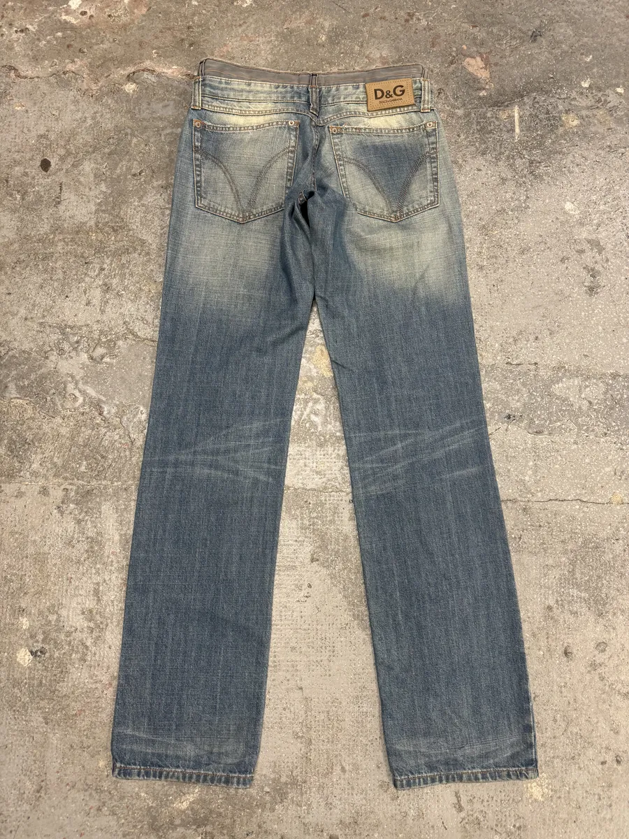 AW2003 Dolce & Gabbana Double Waisted Fade Denim Jeans - Image 3