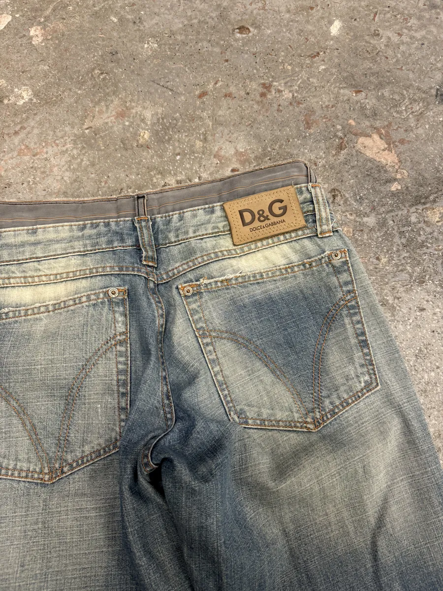 AW2003 Dolce & Gabbana Double Waisted Fade Denim Jeans - Image 5