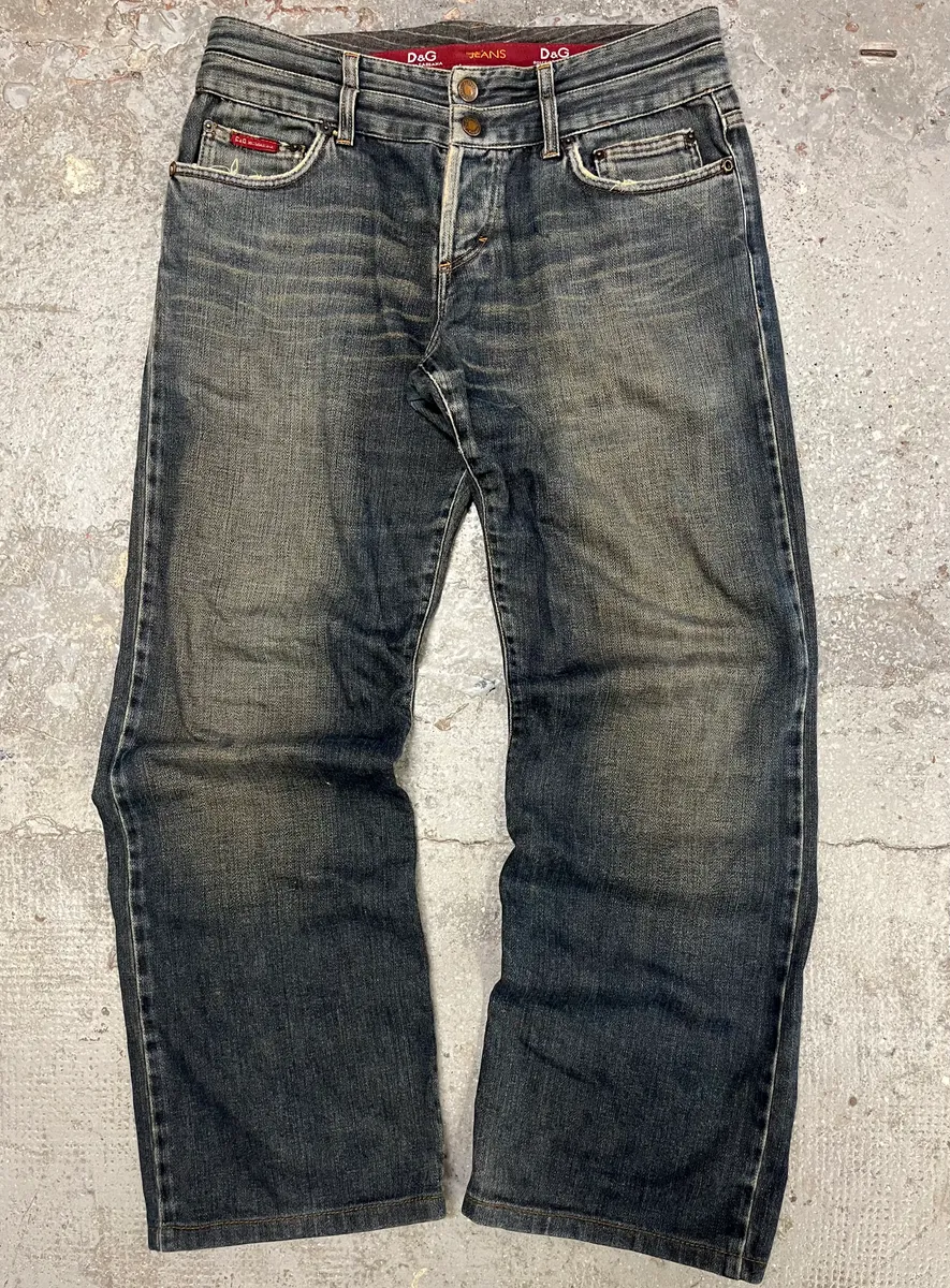 AW2003 Dolce & Gabbana Double Waisted Faded Denim Jeans