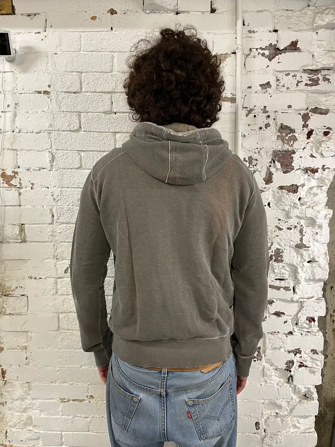 AW2003 Dolce & Gabbana Gradient Taupe Embroidered Zip-up Hoodie - Image 3