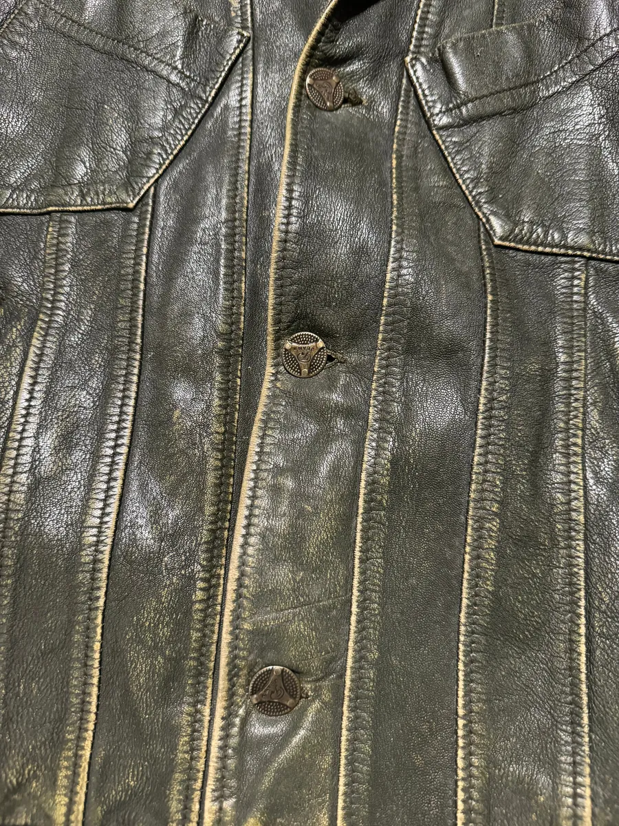 AW2003 Dolce & Gabbana Green Aged Patina Leather Italian Jacket - Image 13