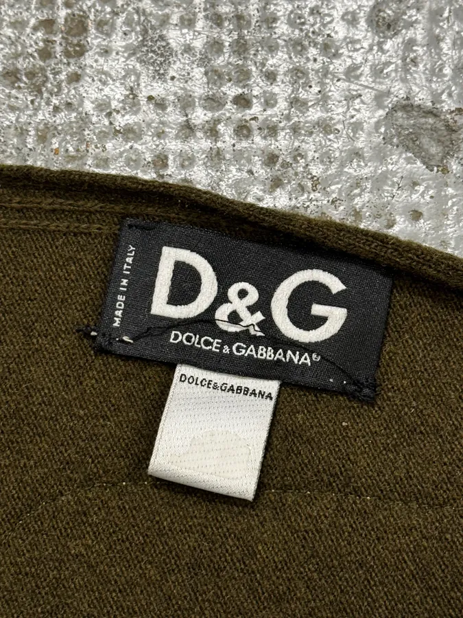 AW2003 Dolce & Gabbana Green Double Pocket Wool Scarf - Image 9