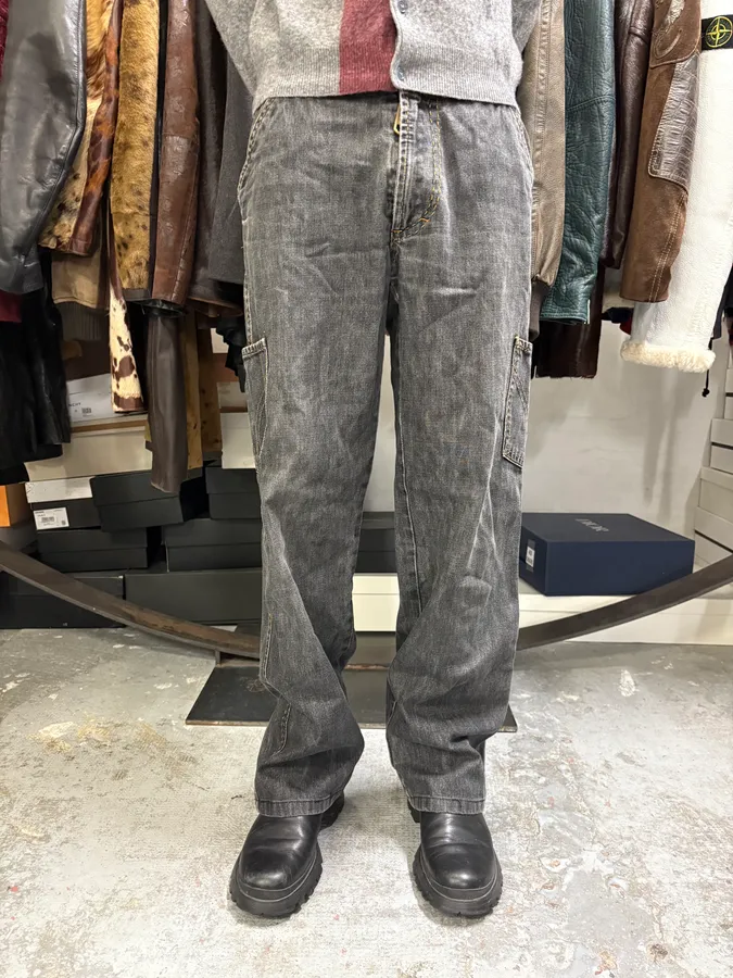 AW2003 Dolce & Gabbana Grey Brut Cargo Denim Jeans - Image 2