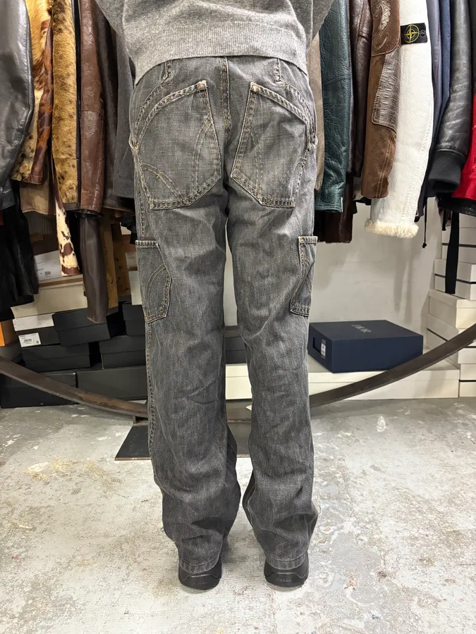 AW2003 Dolce & Gabbana Grey Brut Cargo Denim Jeans - Image 4