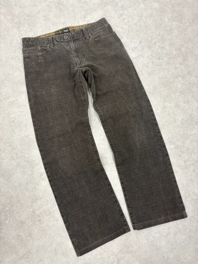 AW2003 Dolce & Gabbana Grey Checkered Pants - Image 5