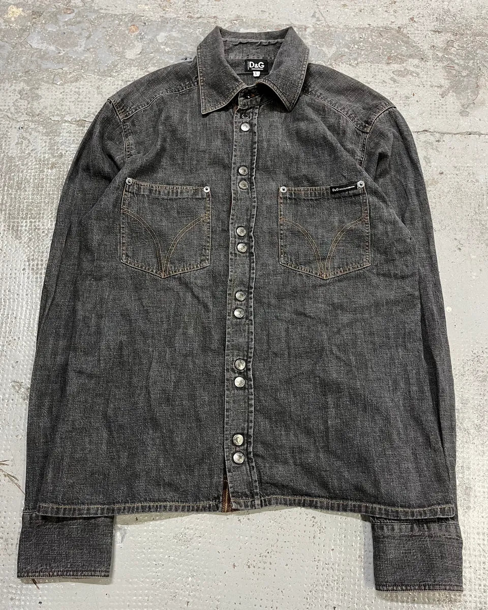 AW2003 Dolce & Gabbana Grey Denim Shirt - Image 4