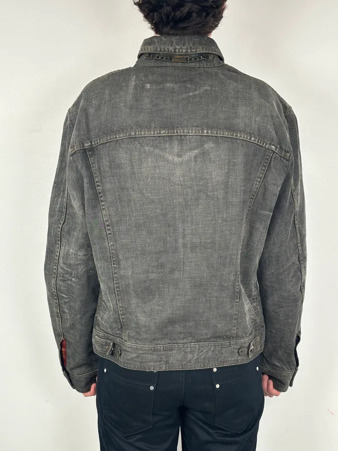 AW2003 Dolce & Gabbana Grey Eroded Denim Jacket - Image 3