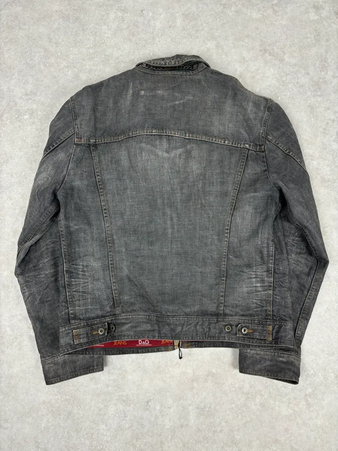 AW2003 Dolce & Gabbana Grey Eroded Denim Jacket - Image 5