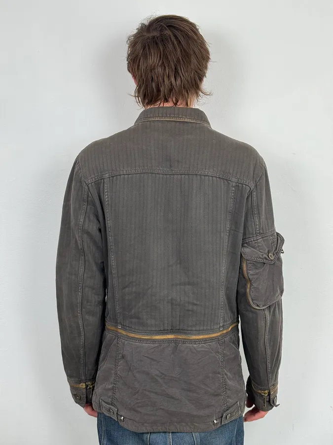 AW2003 Dolce & Gabbana Grey Faded Military Cargo Detachable Jacket - Image 3