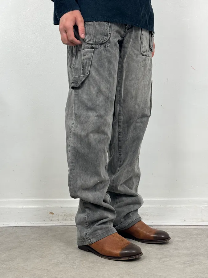 AW2003 Dolce & Gabbana Grey Multi-Pocket Eroded Cargo Pants - Image 3