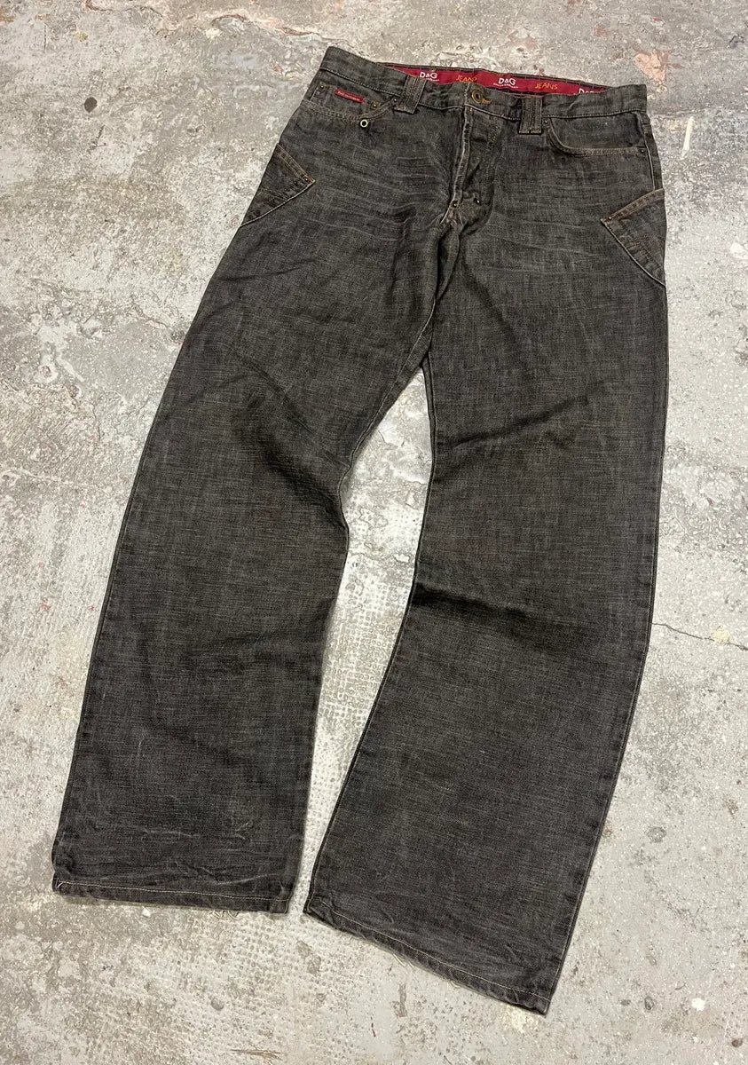 AW2003 Dolce & Gabbana Grey Raw Denim Jeans - Image 3