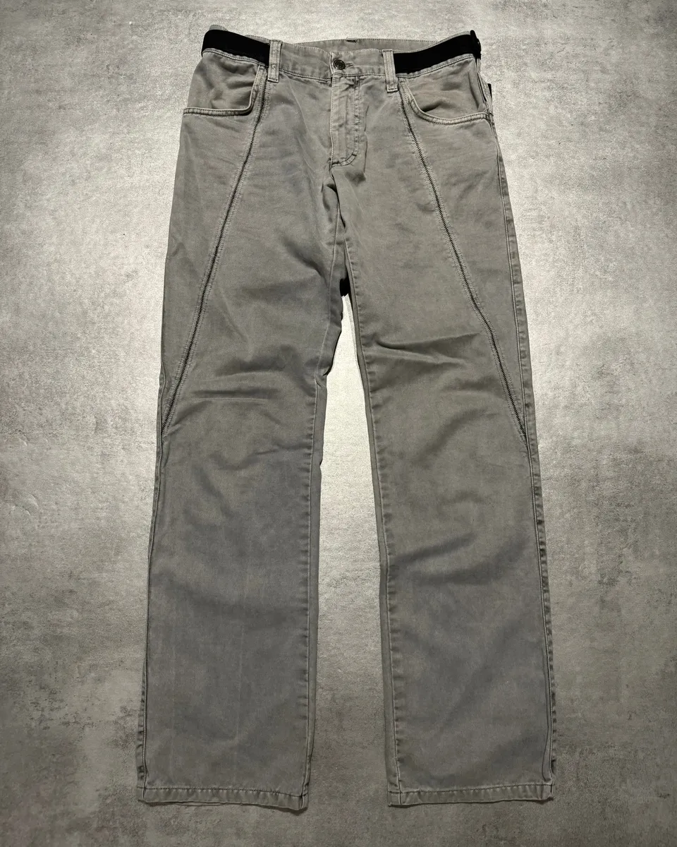 AW2003 Dolce & Gabbana Grey Relaxed Bondage Strapped Pants - Image 2