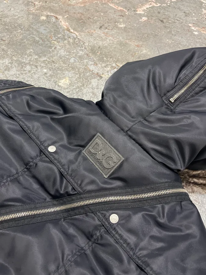 AW2003 Dolce Gabbana Hunter Multi Zips Detachable Black Jacket - Image 13