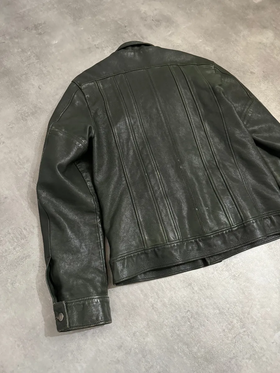 AW2003 Dolce & Gabbana Italian Deep Green Biker Leather Jacket - Image 5