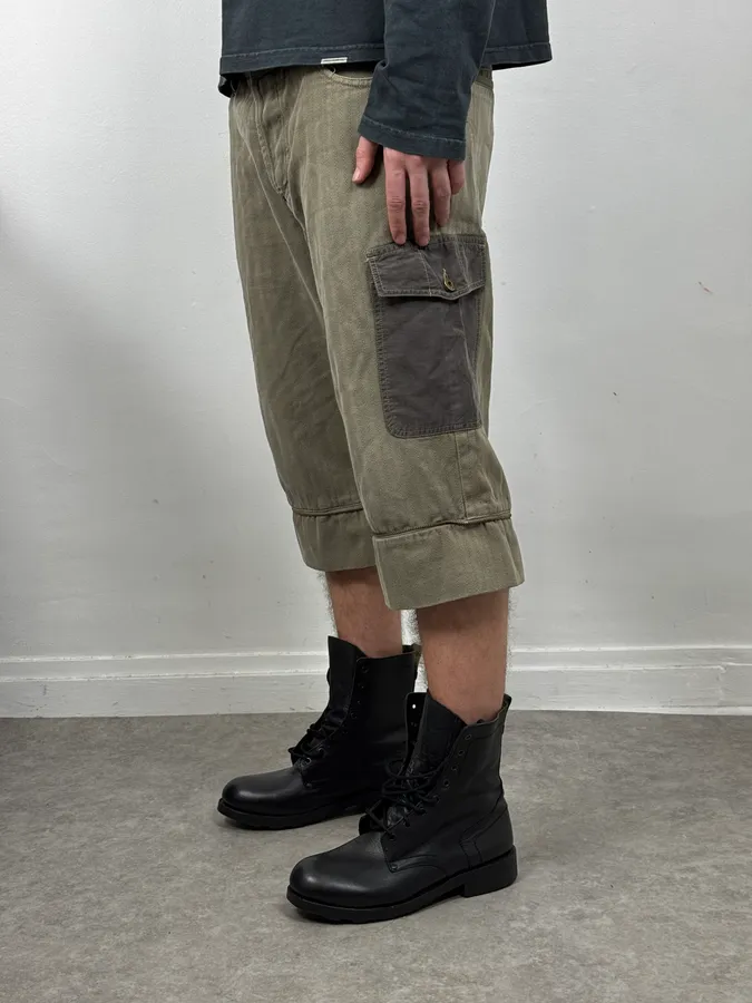 AW2003 Dolce & Gabbana Khaki Green Zip Utility Shorts - Image 2