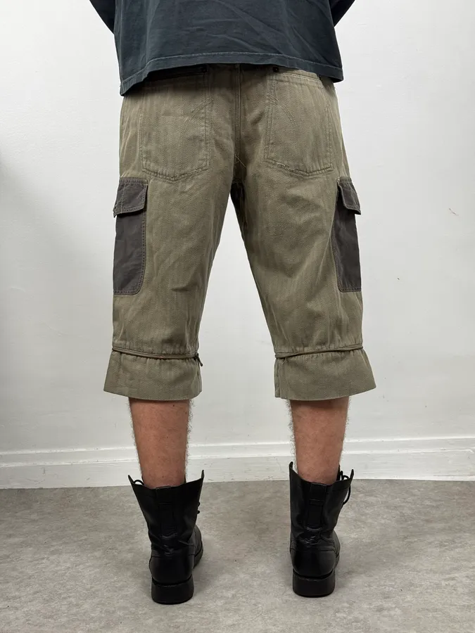 AW2003 Dolce & Gabbana Khaki Green Zip Utility Shorts - Image 3