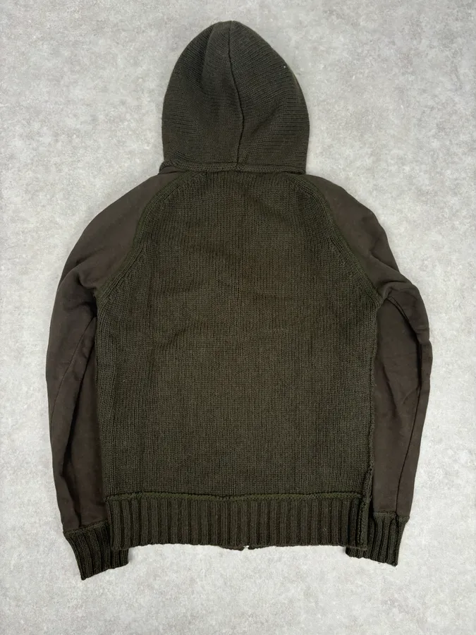 AW2003 Dolce & Gabbana Khaki Wool Embroidered Zip-up Hoodie - Image 5