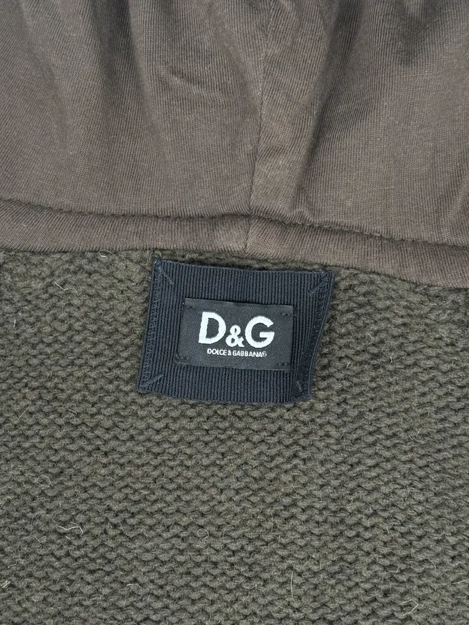 AW2003 Dolce & Gabbana Khaki Wool Embroidered Zip-up Hoodie - Image 9