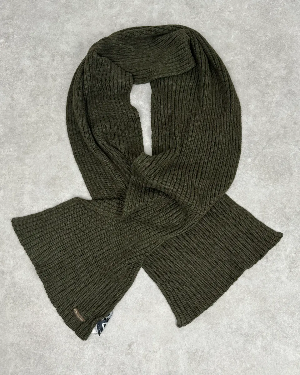 AW2003 Dolce & Gabbana Khaki Wool Ribbed Knit Scarf