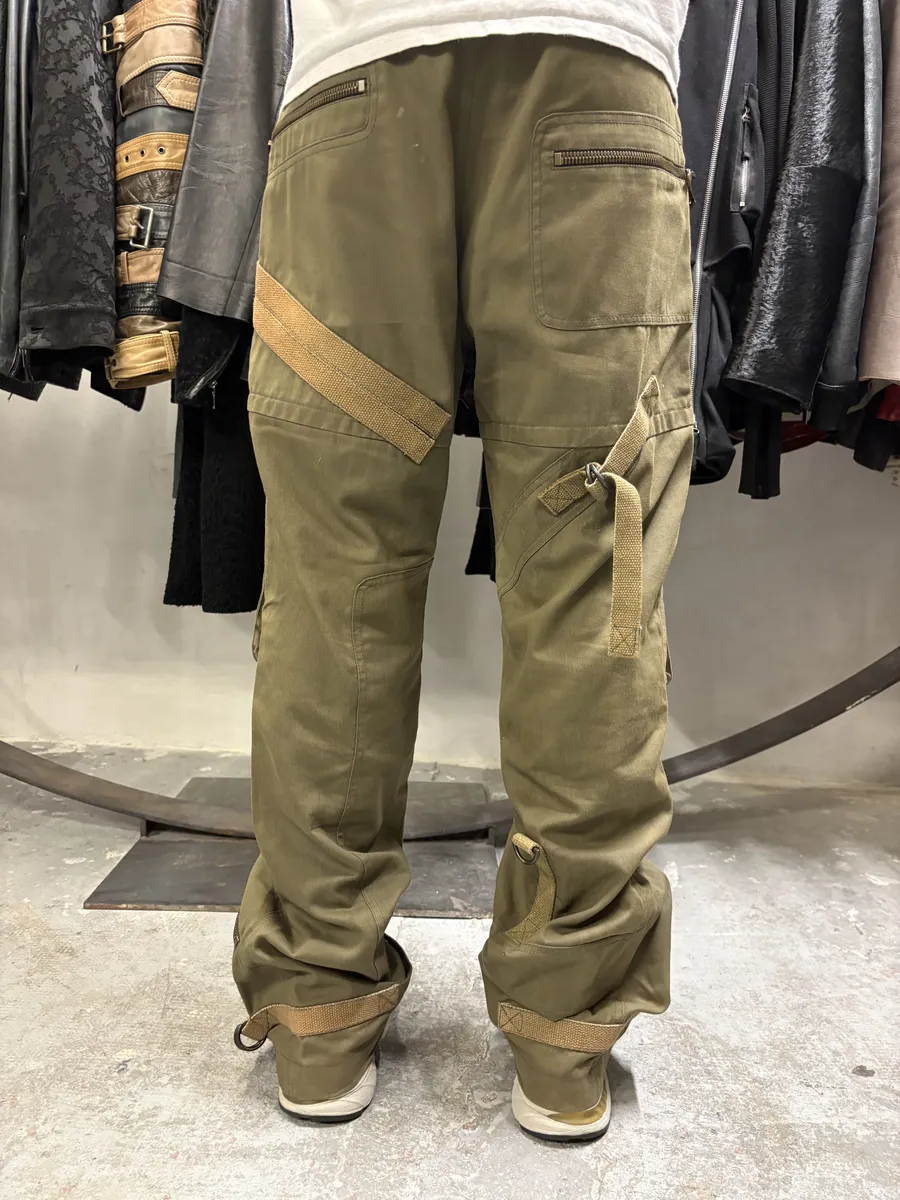 AW2003 Dolce & Gabbana Military Cargo Bondage Olive Pants - Image 4