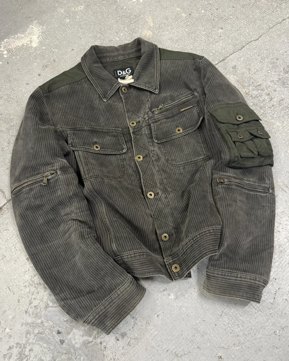 AW2003 Dolce & Gabbana Military Cargo Utility Olive Bomber Jacket - Image 3