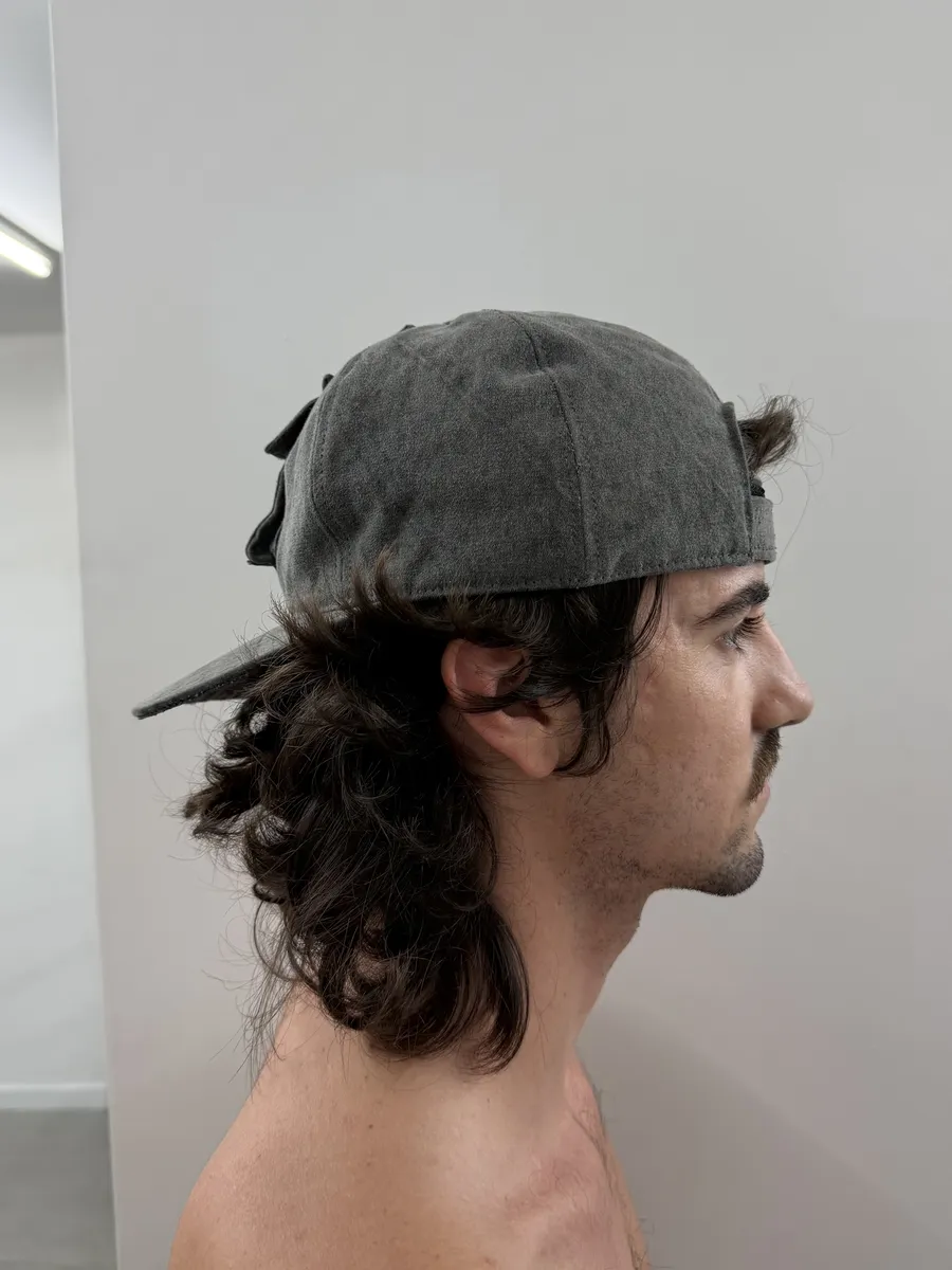 AW2003 Dolce & Gabbana Multi Pockets Grey Cargo Cap - Image 5