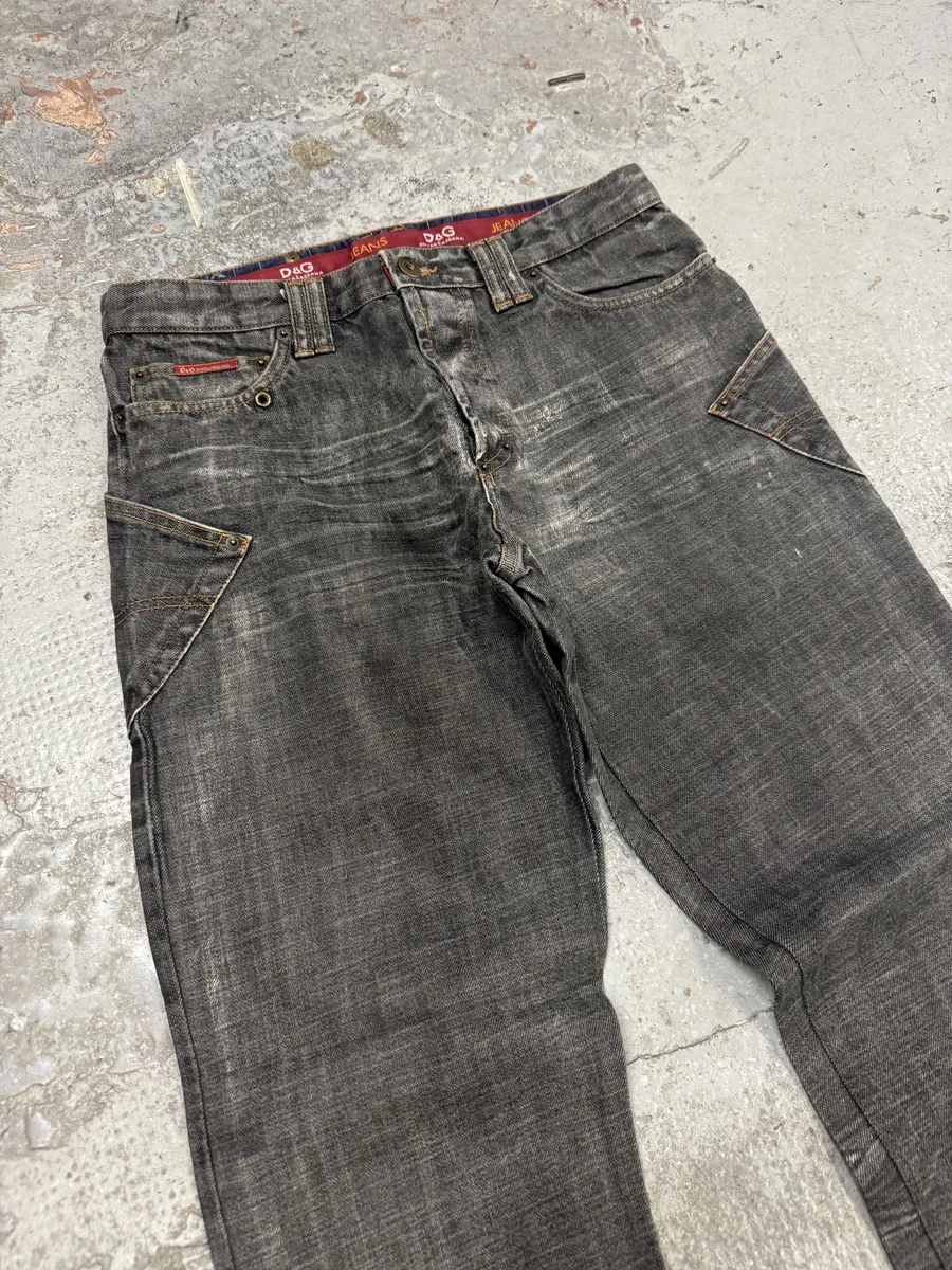 AW2003 Dolce & Gabbana Multi Pockets Grey Raw Denim Jeans - Image 6