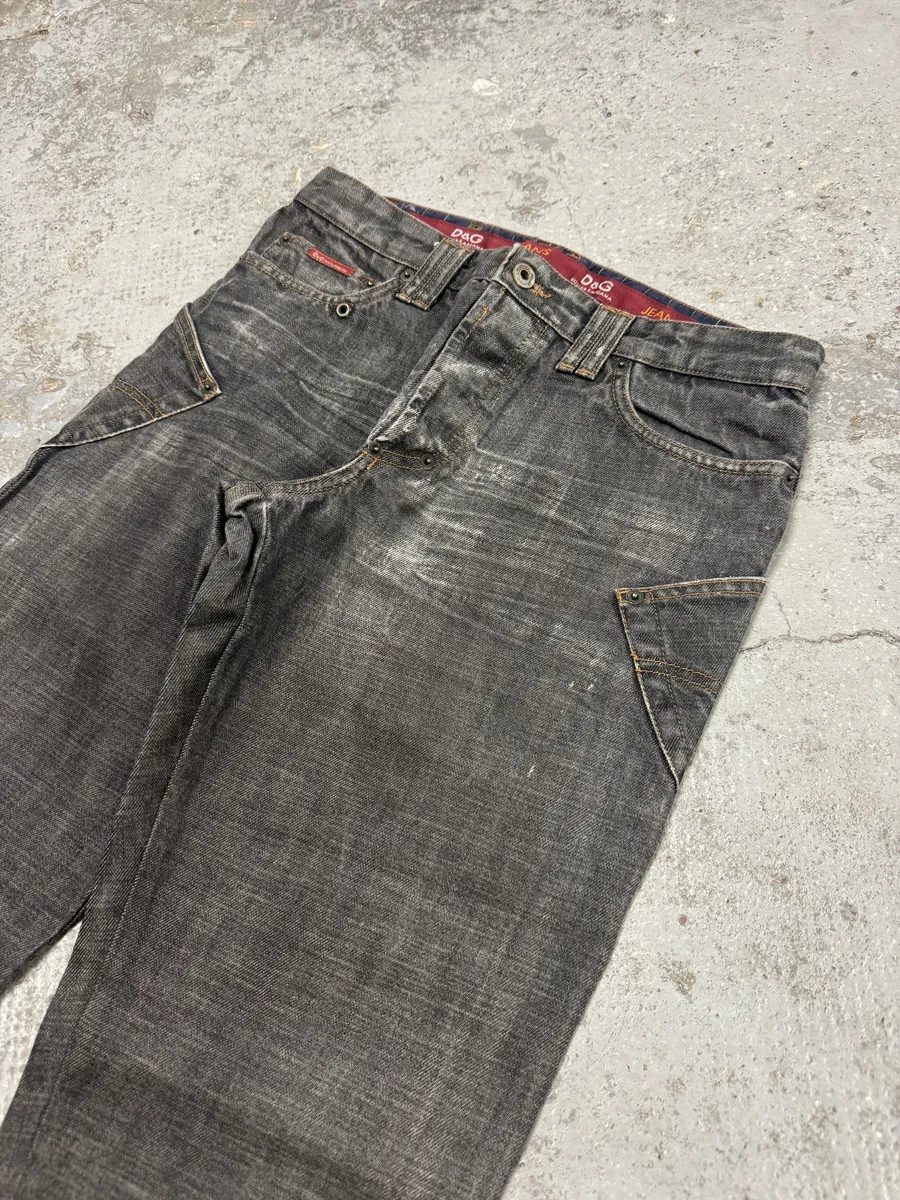 AW2003 Dolce & Gabbana Multi Pockets Grey Raw Denim Jeans - Image 7