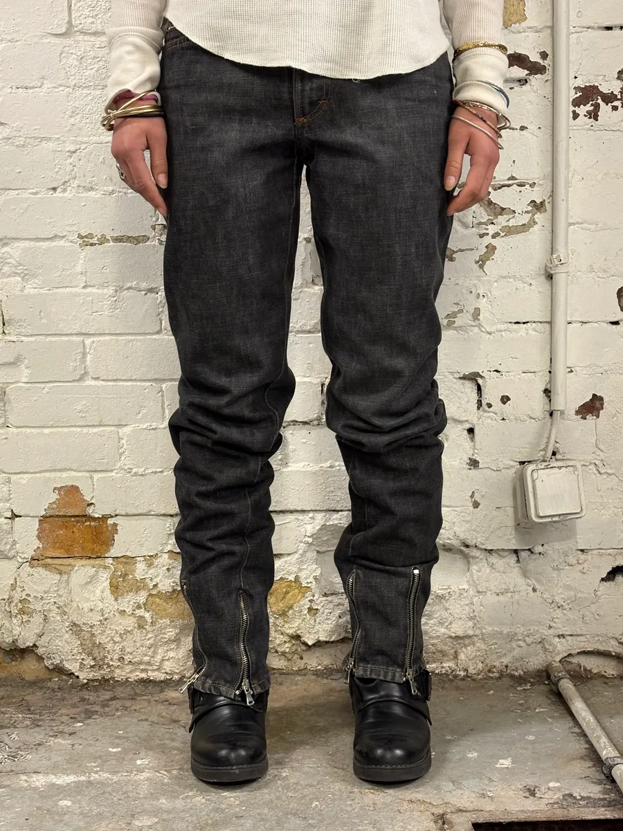 AW2003 Dolce & Gabbana Multi Zips Grey Jeans - Image 3