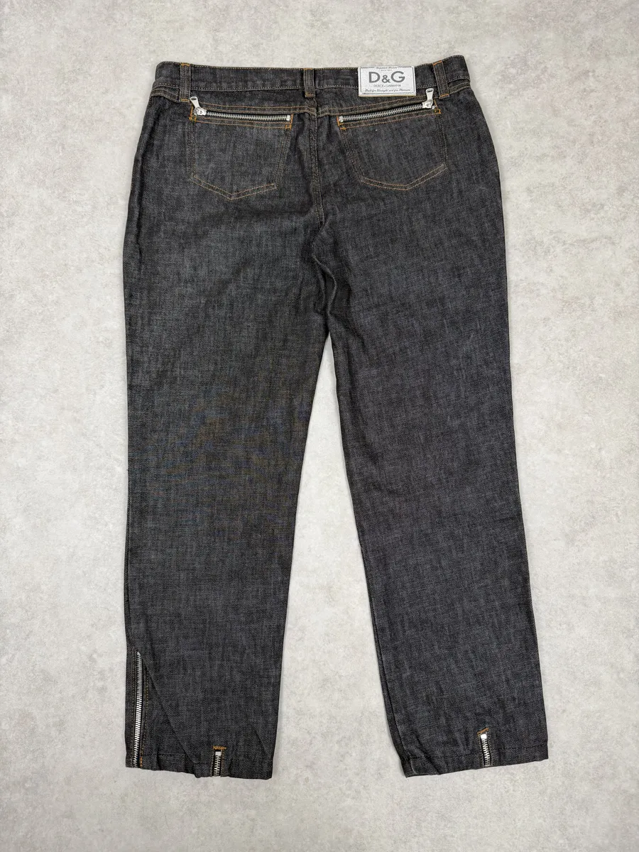 AW2003 Dolce & Gabbana Navy Brut Multi Zips Denim Jeans - Image 5