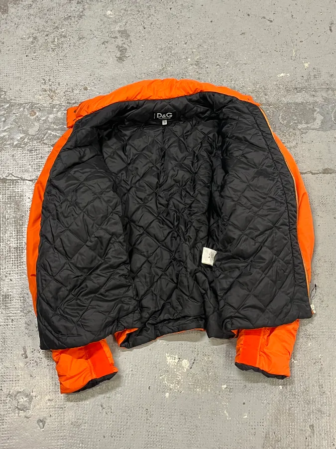 AW2003 Dolce & Gabbana Nylon Quilted Orange Puffer Jacket - Image 9