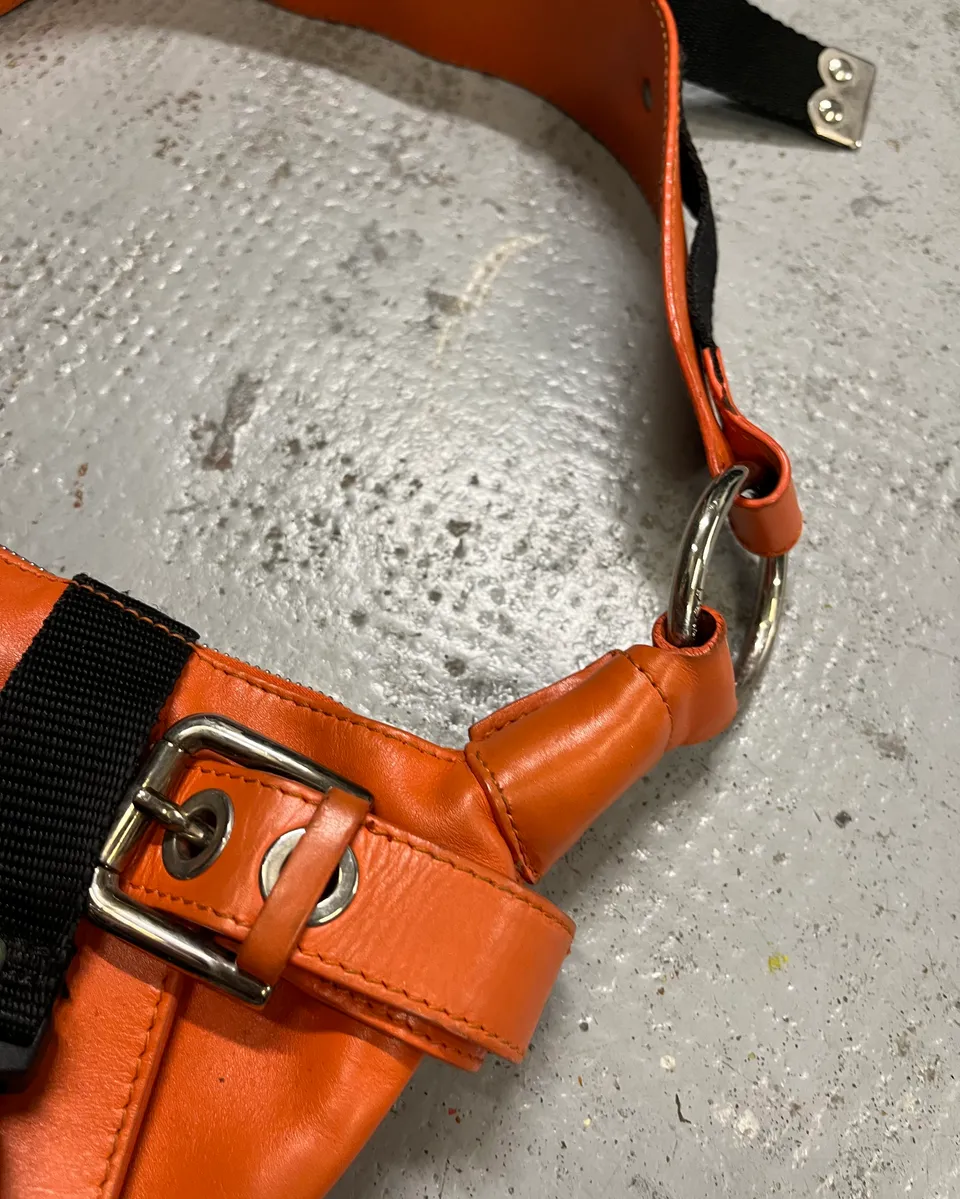 AW2003 Dolce & Gabbana Orange Leather Bondage Shoulder Bag - Image 8