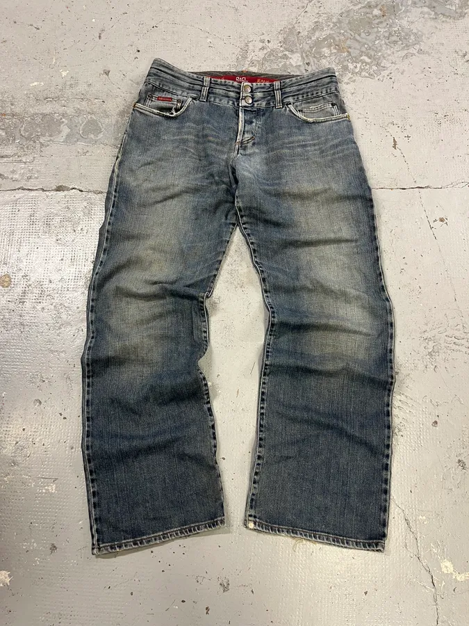 AW2003 Dolce & Gabbana Raw Blue Double Waisted Denim Jeans