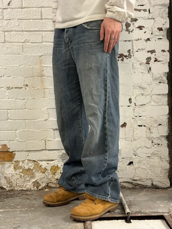 AW2003 Dolce & Gabbana Raw Blue Double Waisted Denim Jeans - Image 3