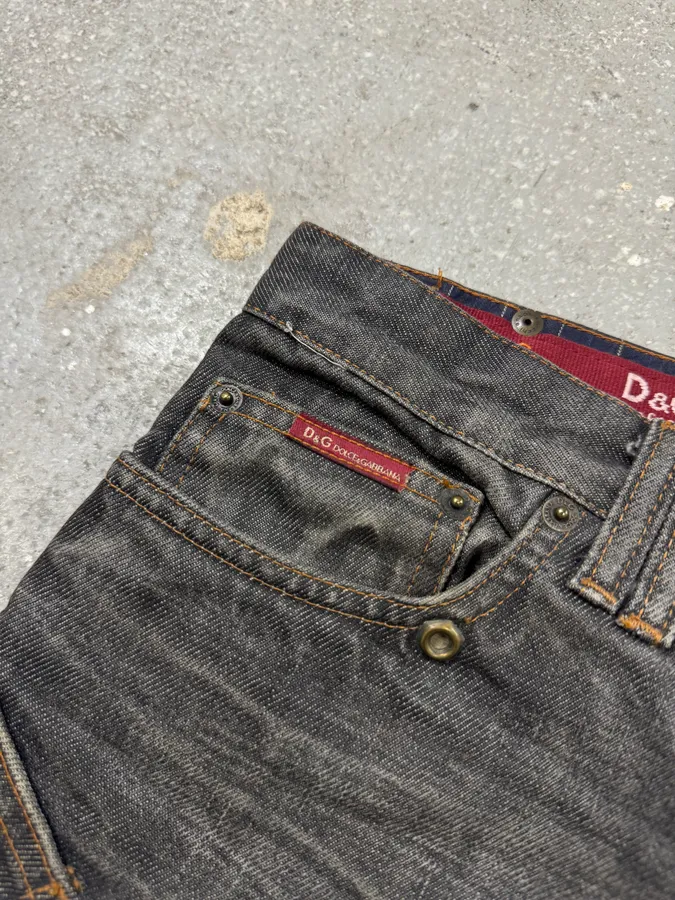 AW2003 Dolce & Gabbana Raw Grey Denim Jeans - Image 4