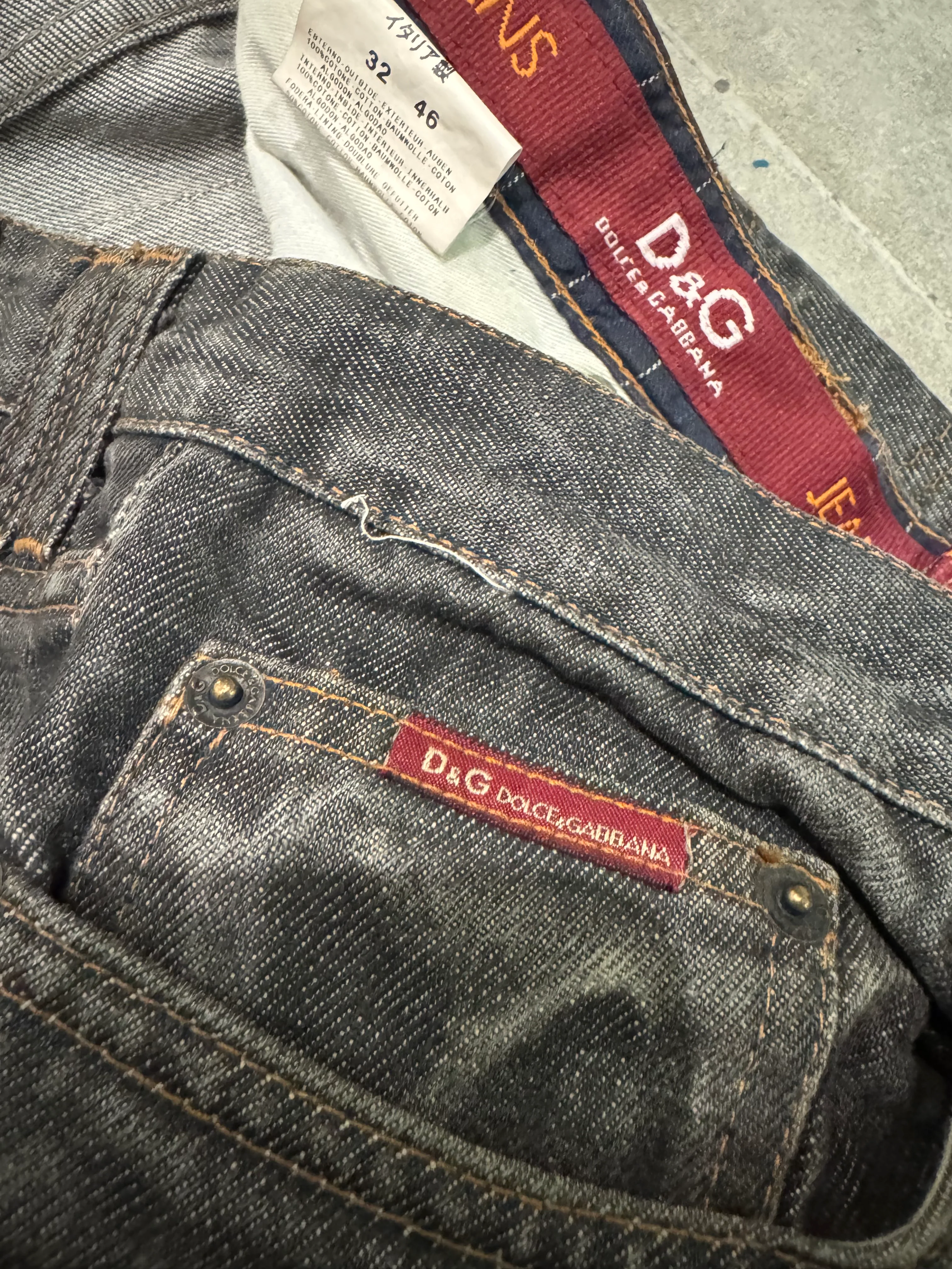 AW2003 Dolce & Gabbana Raw Grey Denim Jeans (M) - Image 4