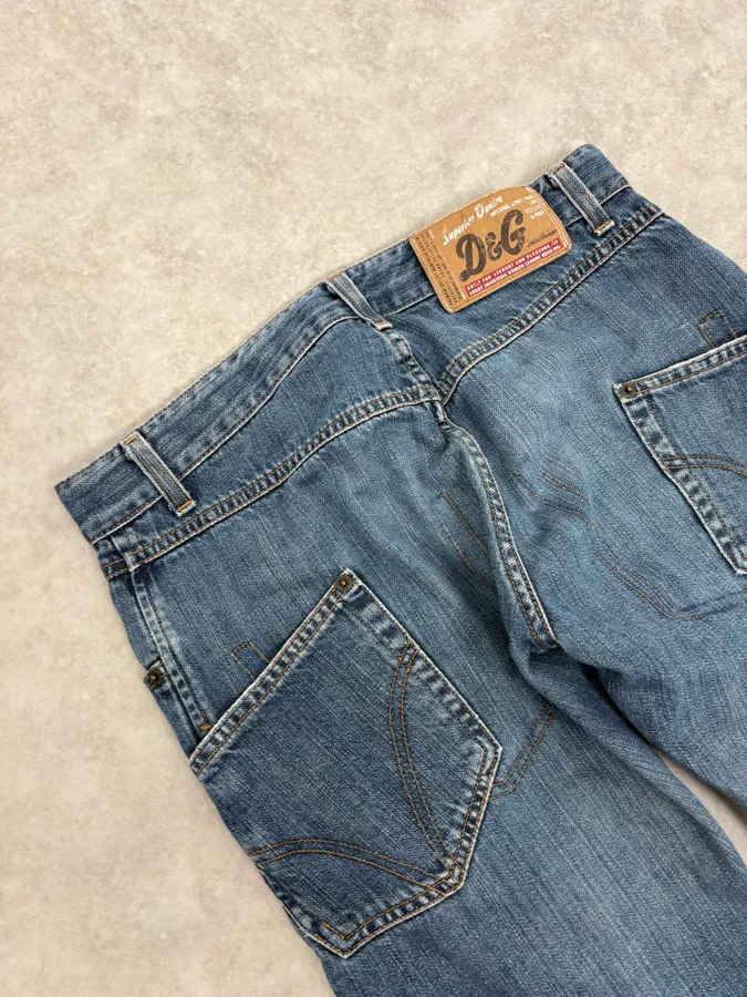 AW2003 Dolce & Gabbana Reworked Blue Denim Jeans - Image 8