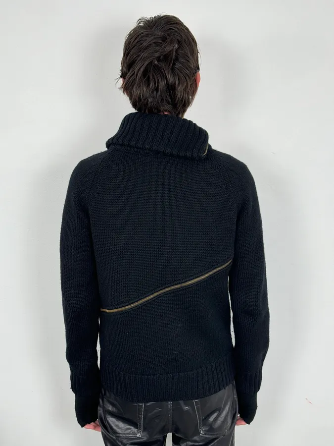 AW2003 Dolce & Gabbana Tornado Zip Black Knit Sweater - Image 4