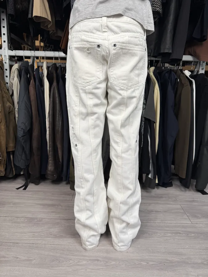 AW2003 Dolce & Gabbana White Distressed Pants - Image 3