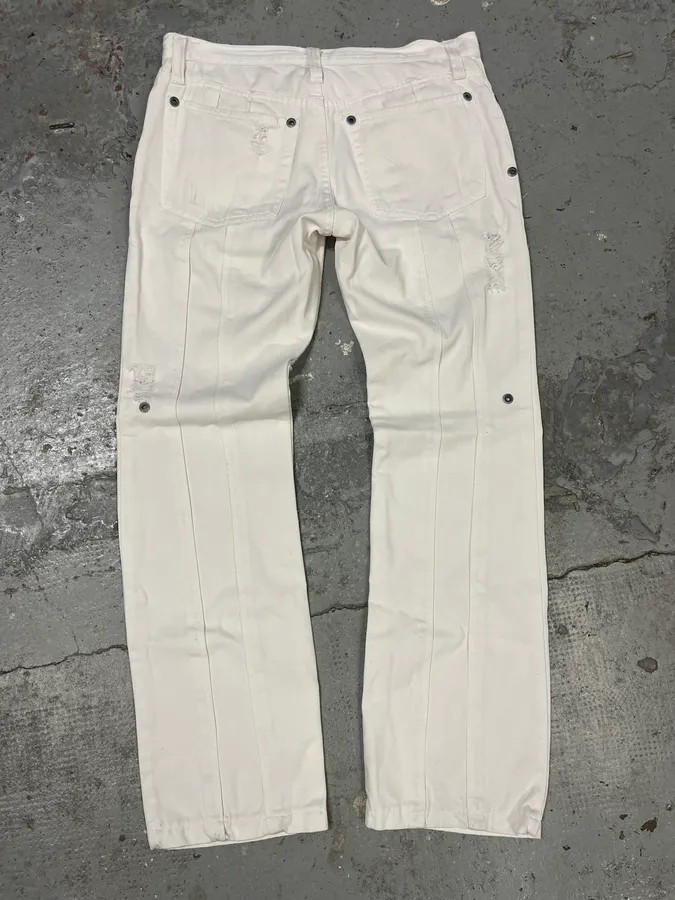 AW2003 Dolce & Gabbana White Distressed Pants - Image 5
