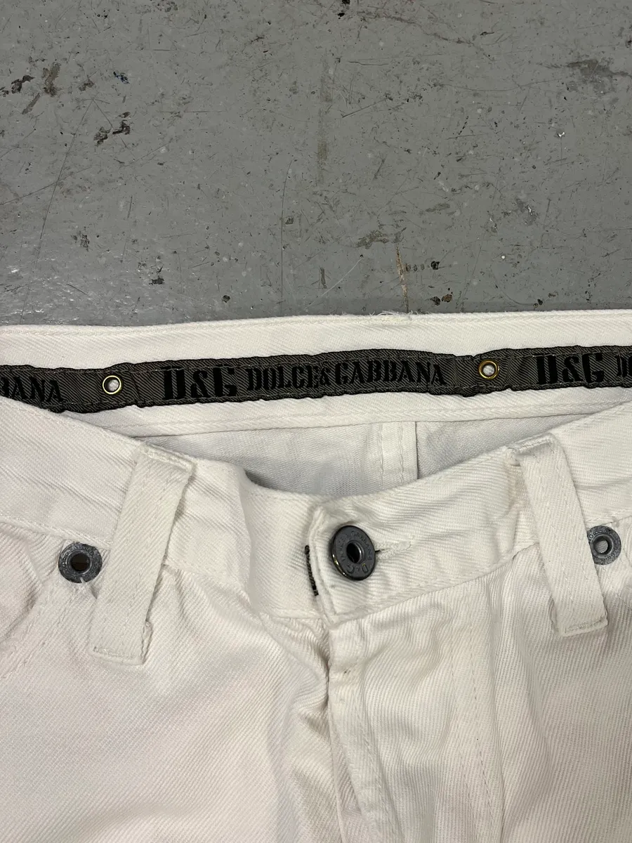 AW2003 Dolce & Gabbana White Distressed Pants - Image 7