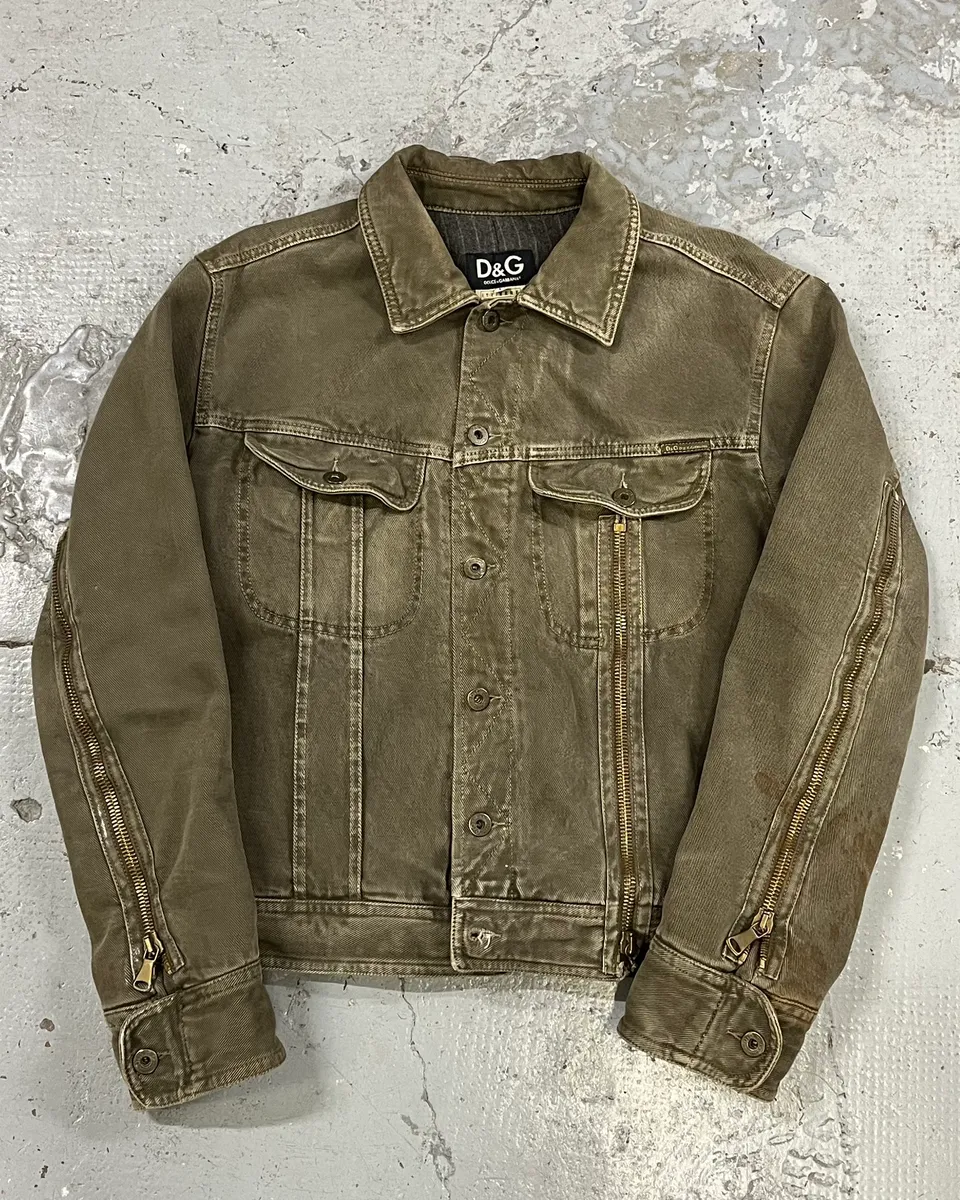 AW2003 Dolce & Gabbana Zip Grey Denim Jacket - Image 5