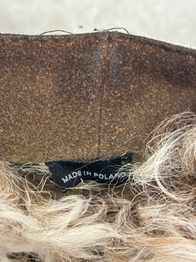 AW2003 Emporio Armani Brown Beige Shearling Fur-Lined Leather Jacket - Image 13