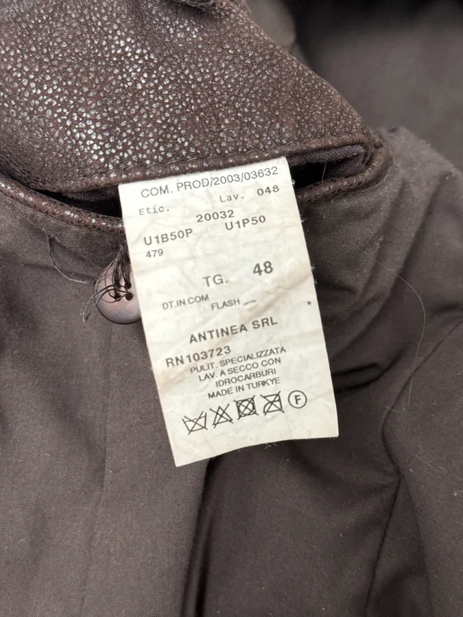 AW2003 Emporio Armani Brown Grained Leather Biker Jacket - Image 12